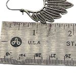 Silver Tone Feather Hoop Earrings Dangle Wire 2" Long Boho Hippie Southwestern Photo 3