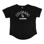 Majestic MLB Colorado Rockies Women's Short Sleeve T-shirt in Black, Large Photo 1
