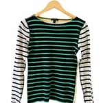 J.Crew Waffle Knit T Shirt Stripe Combo Yellow Green F8813 Long Sleeve Photo 5
