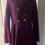 Liz Baker Liz Claiborne Burgundy Pea Coat with Gold Buttons Photo 2