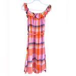 Ann Taylor  Pink and Orange Plaid Midi Dress Photo 2