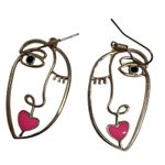 Abstract Face Body Eyes Tortoise Shell Dangle Earrings Boob Polymer Set 4 Pairs Tan Photo 4