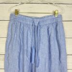J.Crew  Blue Wide Leg Linen Cropped Pant Trouser‎ Size Large Quiet Luxury Resort Photo 2