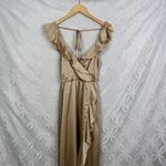Show Me Your Mumu  Samantha Ruffle Wrap Dress Champagne Luxe Satin Size XS Photo 6