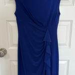 JC Penny Size 6 Navy Blue Boat Neck Elegant Cocktail Knee Length Dress Ruffled Design Photo 0