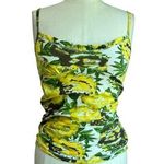 L.E.I Y2K Yellow & Green Floral Babydoll Tank Top Size Small Photo 0