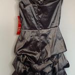 Snap One Shoulder Bubble Skirt Silver Metallic Dress Silver Size undefined Photo 8