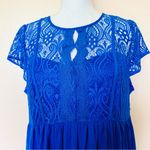 SheIn  Curve Belle Royal Blue Lace Mesh Chiffon Dress. Photo 1