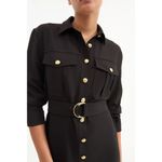 Veronica Beard NWT  Jaden Shirtdress Size 6 Black with Gold Button Detail Photo 2