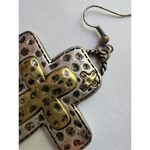 Vintage Chunky gold and silver toned cross earrings western Photo 2