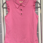 Lilly Pulitzer  Luxletic Frida Ruffle Polo Top Preppy Athletic Hot Pink Shirt XS Photo 0