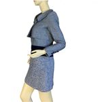 NAVY BLUE WOOL & SILK BLEND W/VELVET TWEED DRESS & BOLERO SUIT SET (36/4) Photo 3