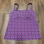 Lands' End Womens Purple Medallion Babydoll Tankini Swim Top Underwire Size 8 Photo 0