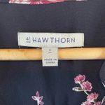 41Hawthorn Floral Blouse S Button Front Career Loose Fit Long Sleeve Lightweight Black Photo 4