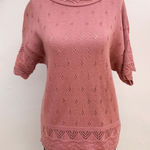 American Vintage Vintage 90's Pink Pointelle Knit‎ Cottagecore Sweater Top Medium Large Photo 0
