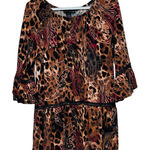 Grace Elements  Women's Brown Paisley Animal Print Bell Sleeve‎ Blouse Size L Photo 0