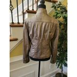 Arden B  Rayon Blend Metallic Golden Blazer Jacket Short sz M Medium Photo 7