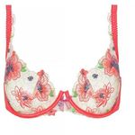 FOR LOVE & LEMONS Shimmer Zinnia Embroidery Underwire Bra size 36 DD pink C0 Photo 0