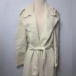 ZARA  Cotton Long Trench Coat Belted Cream White size L 8197 734 Photo 2