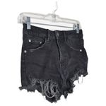 ZARA Black High Rise Distressed Cut Off Denim Shorts Sz 4 Cotton Blend Festival Photo 3