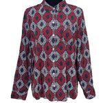 Tommy Hilfiger Scarlet Blue Geometric Button-Up Utility Shirt Roll-Tab Large Photo 1