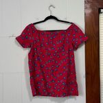 Banana Republic Banana‎ Republic Red Blue Floral Off The Shoulder Short Sleeve Top Size S Photo 1