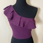 EXPRESS One shoulder ruffle crop top Photo 0