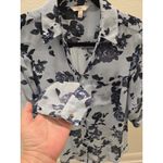 Candie's ​ Y2K Blue Floral Sheer Button-Up Blouse Top M Roll Tab Sleeve Fairycore Photo 4