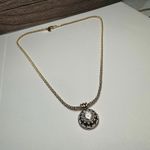 Talbots Clear Rhinestone Two Tone Pendant Gold Tone Chain Necklace Signed Photo 8