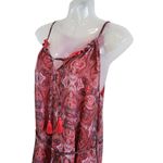 Lucky Brand Paisley Chiffon Overlay Hi Low Tassel Belted Red Size Medium Photo 5