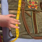 Consuela Brown and Red Floral Embroidered Tote Photo 6