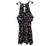 Torrid  Black‎ Colorful Floral Chiffon Cold Shoulder V Neck Flare Dress Size 26 Photo 4