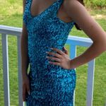 Amazon Blue Sparkle Skin Tight Dress Photo 1