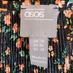 ASOS  Black Floral V-Neck Dress Size 14 Wedding Guest Dress Photo 7