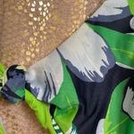 Aerie  Green Blue Tropical Floral Knot Front Cutout One Piece Swimsuit Medium Photo 3