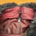 CITI DRESS Velvet Faux Fur Collar Mini Dress Women Size 8 Dark Brown VTG VINTAGE Photo 3