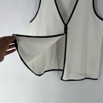 Anthropologie  Black Trim Color Block White  Button Front Vest‎ Stretch Crepe XL Photo 6