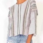 Moon River Anthropologie |  | Bohemian Gray Fringe Cropped Sweatshirt Zip Back XS Photo 1