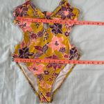 No Boundaries Women's Medium Swimsuit  Orange Floral Onepiece Photo 3