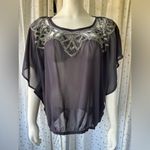 Urban Outfitters  Kimchi Blue Sheer Beaded Embellished Art Deco Applique Blouse L Photo 1