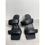 Open Edit  Sandals Size 5.5 Qarly Heeled Black Open Square Toe Slip‎ On Heels Photo 3