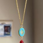 Handmade retro vintage chic whimsical style quality Czech glass bead simple necklace🩵 Photo 2