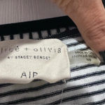 Alice + Olivia  Long Sleeve Linen Blend Shirt Black White Stripe Womens Medium Photo 2