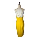 Jay Godfrey Dress Women 4 Yellow Sunflower V Neck Front Ruffle Sheath Midi Party Photo 3