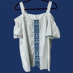 Nautica  women’s size XXL cold shoulder embroidered top blue white striped new Photo 8
