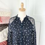 Massimo Dutti  Silk Button Front Blouse Navy Blue Sz 6 Photo 1
