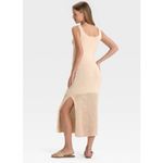 Universal Threads Universal Thread Knit Tank Midi Dress Beige Square Neck Sleeveless Sheer Hem L Photo 1