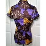 BCBGMAXAZRIA  Floral Button Down Shirt Short‎ Sleeve Career Top XS Photo 2