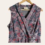 Anthropologie Maeve Gray Jacquard Floral Print Sleeveless Midi Dress Size 14 Photo 3