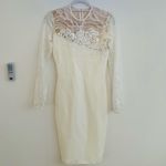 Elie Saab Off white/ Ivory floral lace long sleeve bodycon mini dress 38 NWT Size undefined Photo 4